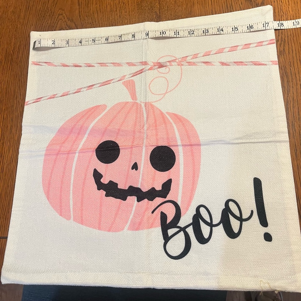 Pink Pumpkin Boo! Halloween Pillow Covers. Three for one price